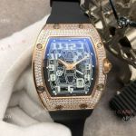 Super Clone Richard Mille AAA RM 67-01 Extra Flat Rose Gold Diamond Watch